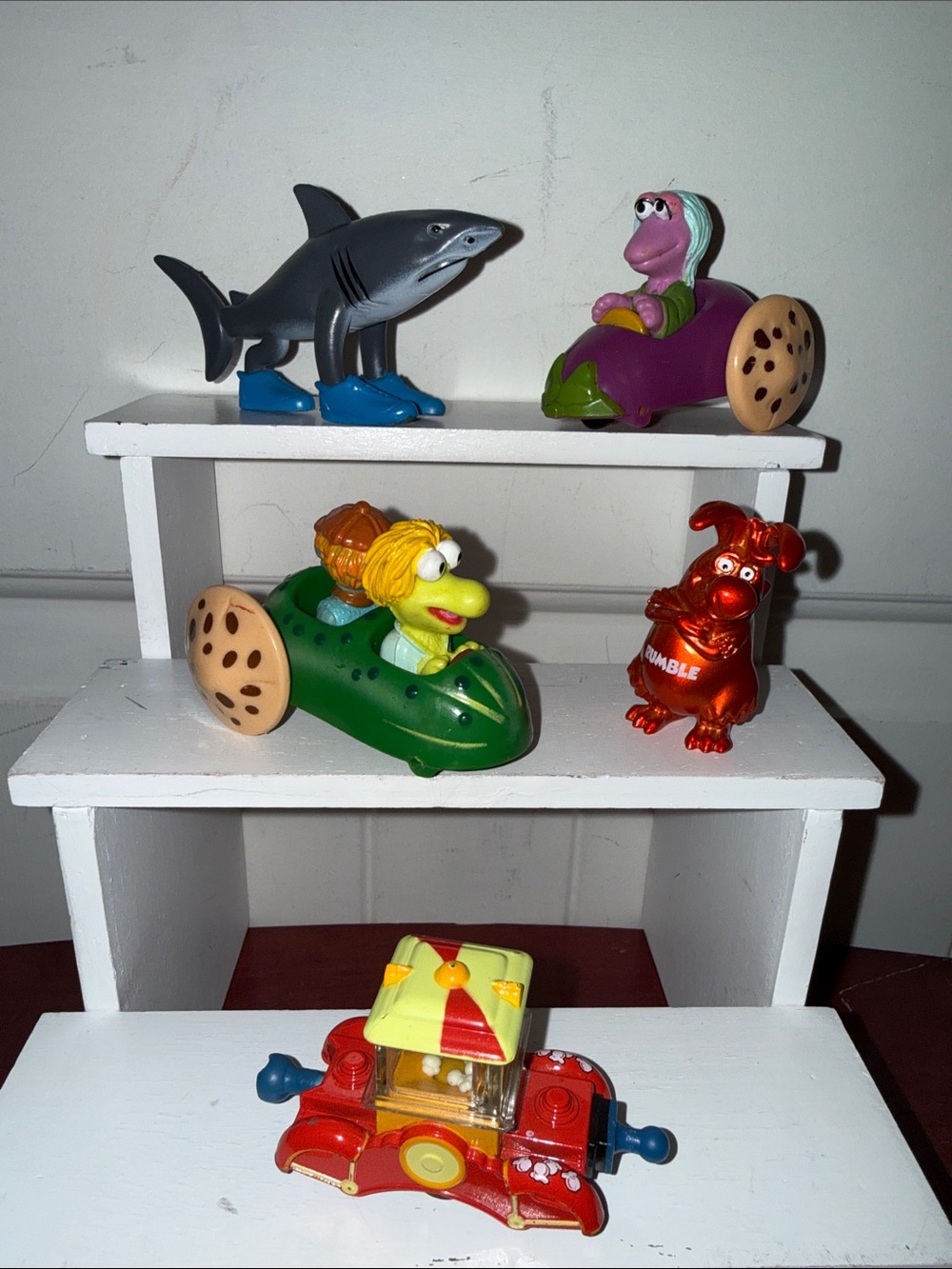 Colorful Kids Toy Shark and Character Vehicle Playset - Green, Purple, Gray, Red